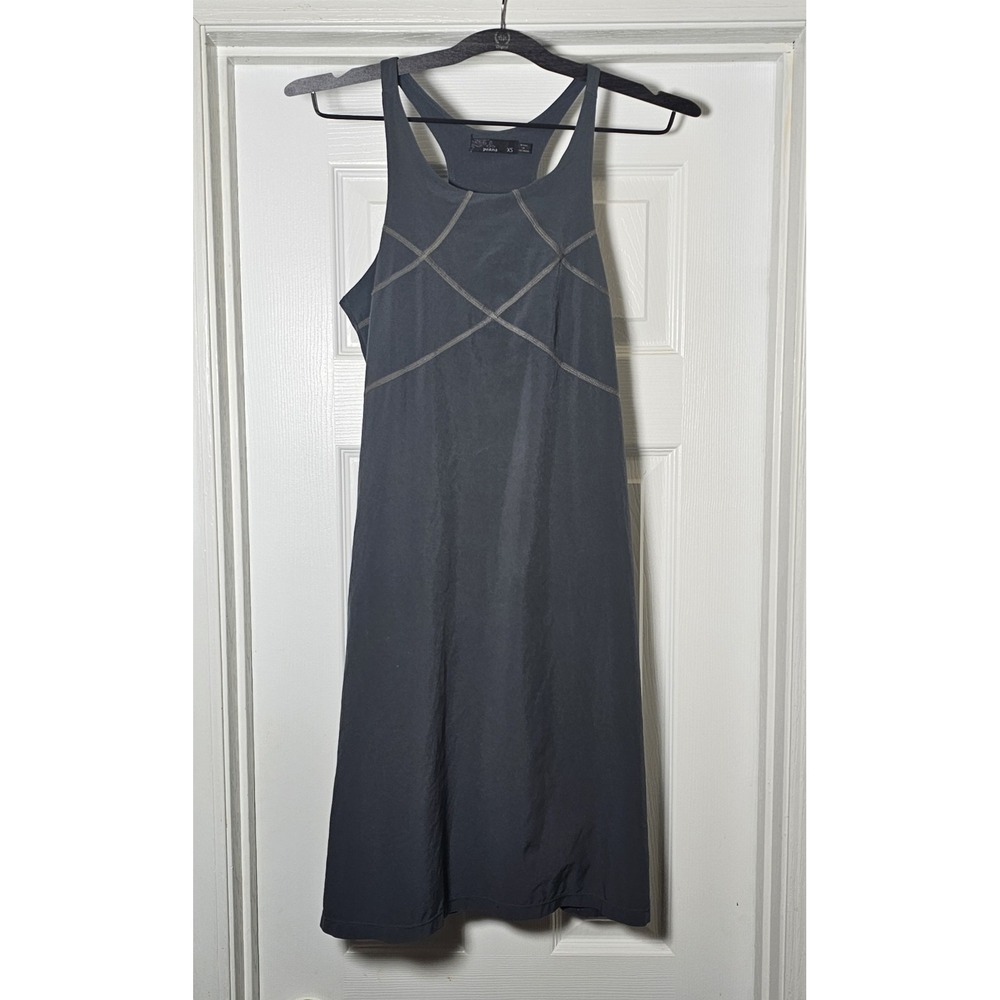 Prana Barton Athletic Dress Size XS Poly/Spandex Gray Shelf Bra Zip Pockets